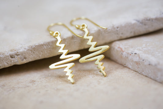 Gold Heartbeat Line Earrings