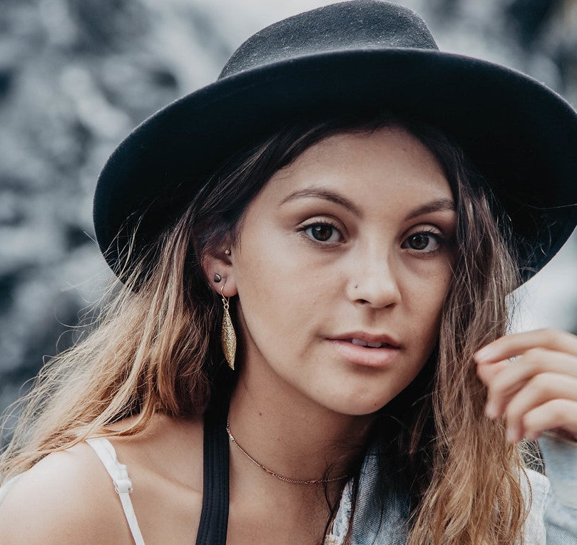 Golden Tears Earrings and Trinity Chain Necklace