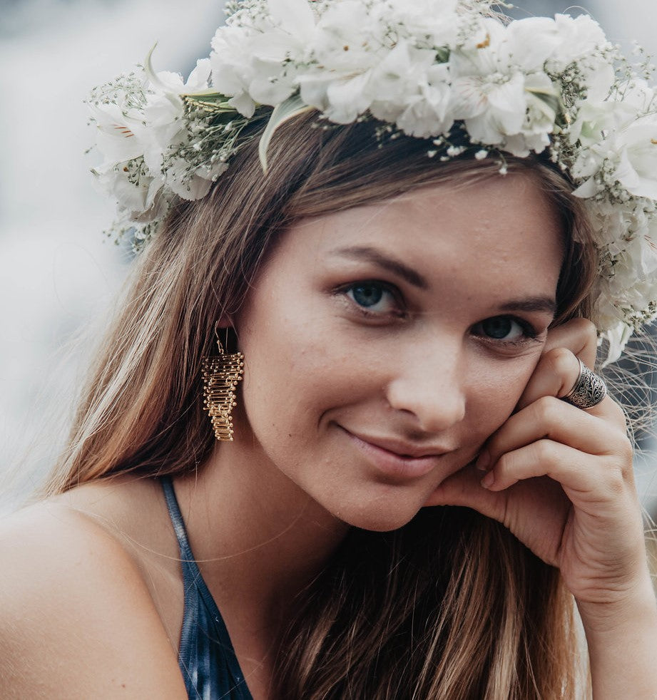 The Skipping Stone - Golden Waterfall Earrings