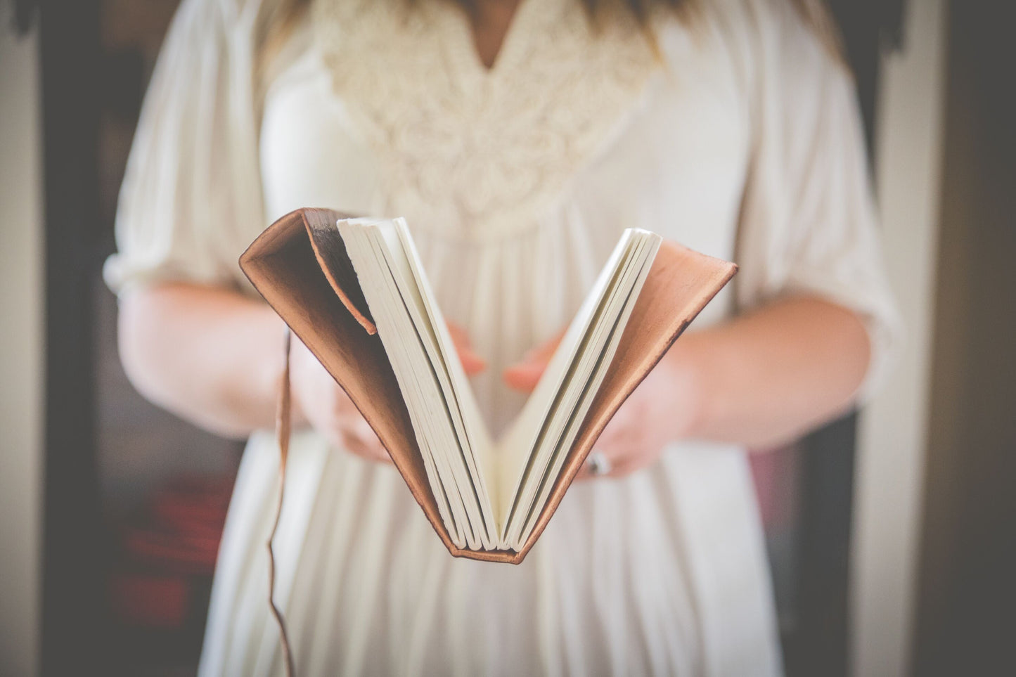 Onyx Leather Journal in Hand