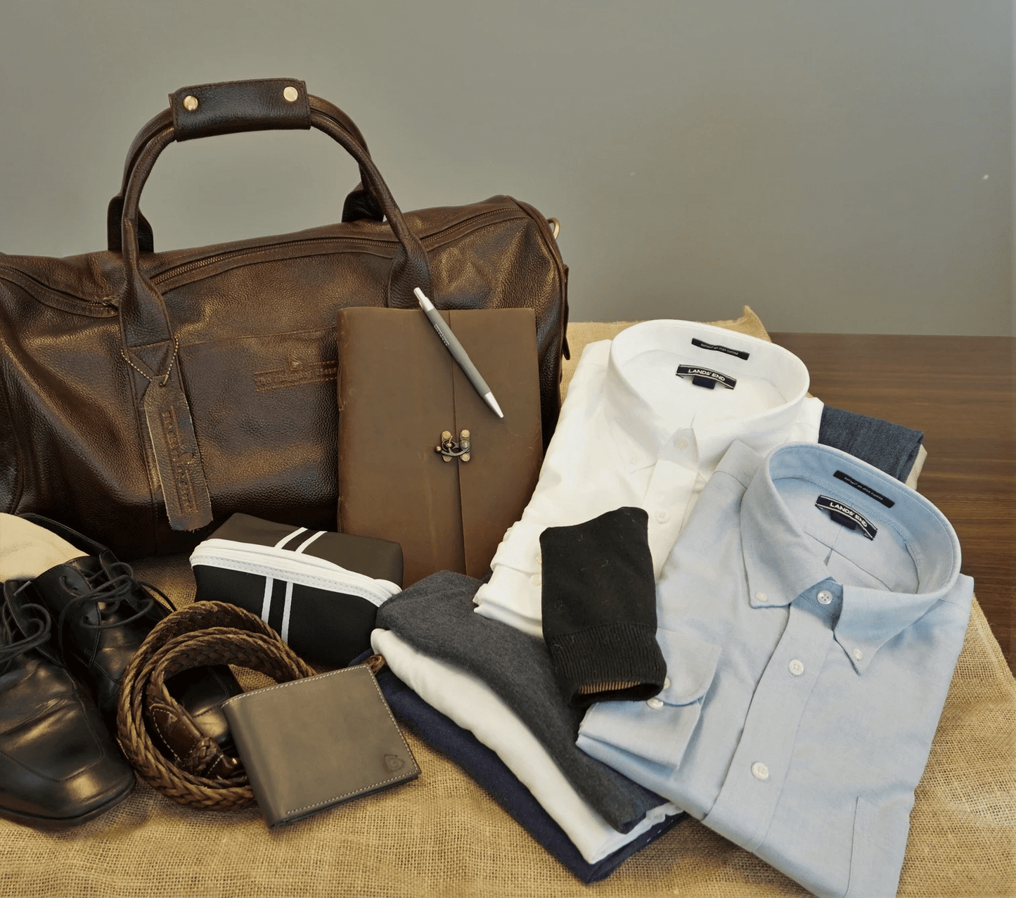 Travel Leather Duffel Bag 22"