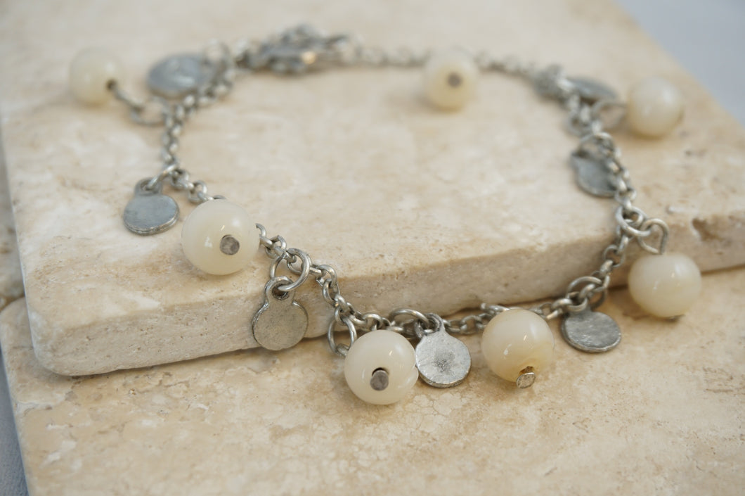 Roe Bead and Coin Bracelet