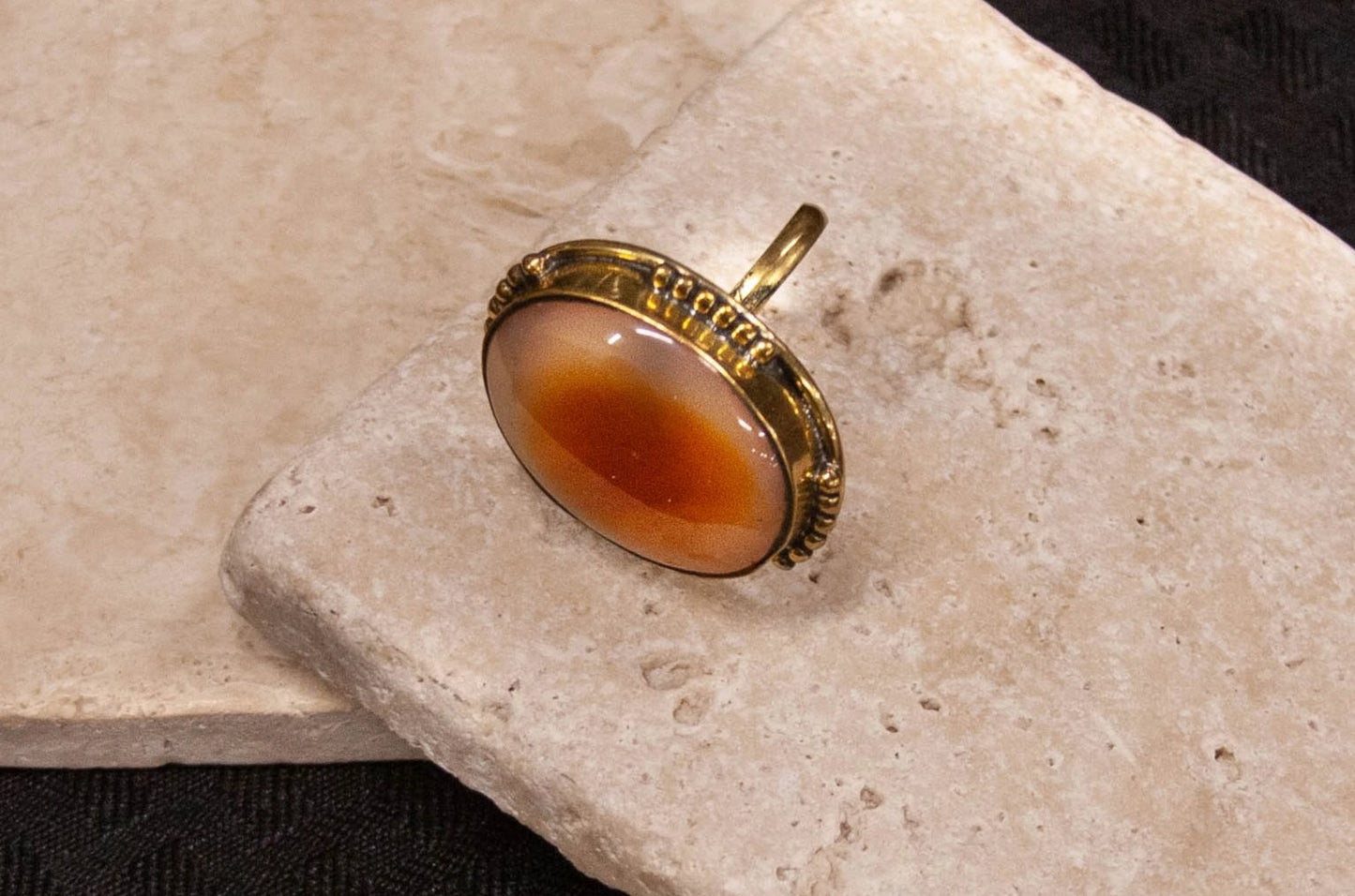 Rustic Amber Stone Ring