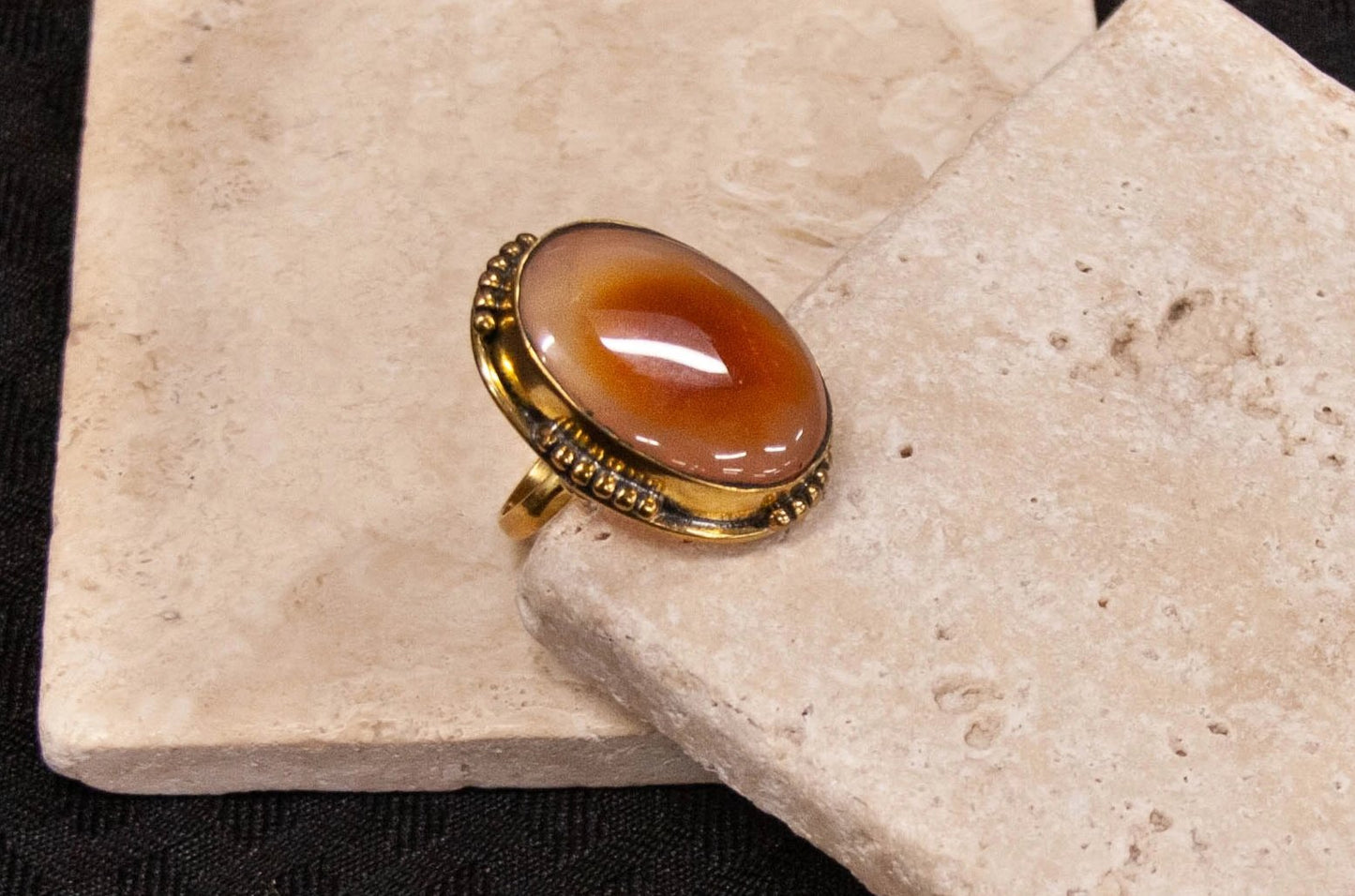 Rustic Amber Stone Ring