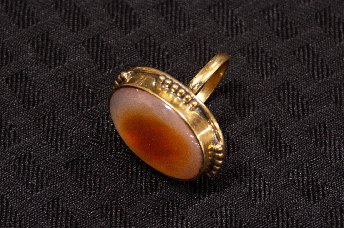 Rustic Amber Stone Ring