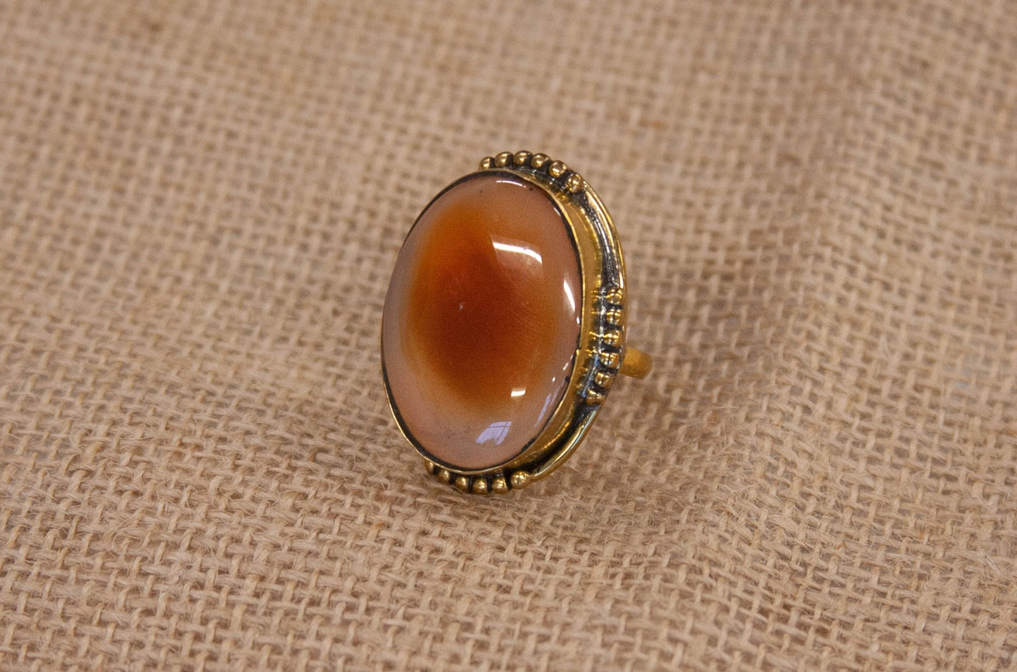 Rustic Amber Stone Ring