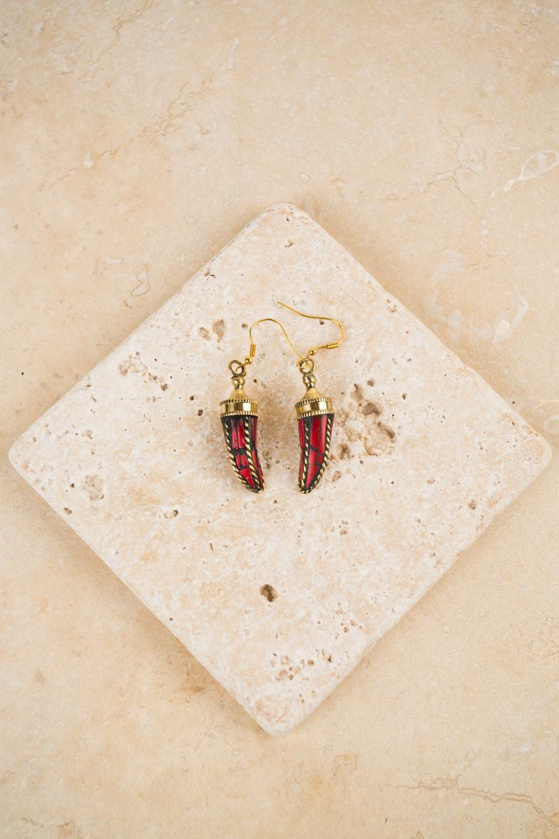 Minimalist Handmade Red Chili Dangle Earrings