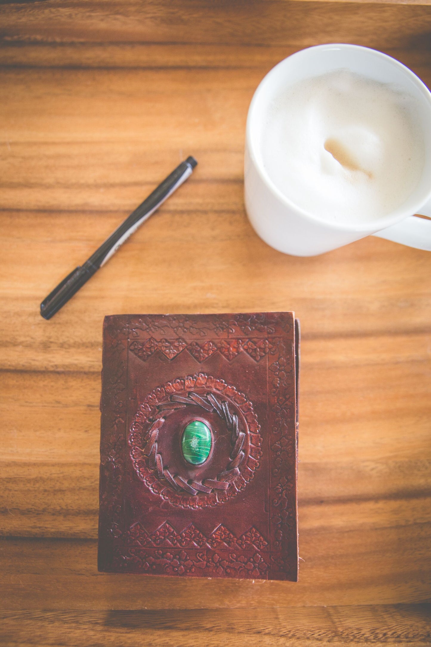 Rustic Voyageur Malachite Leather Journal