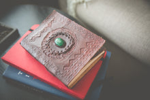 Load image into Gallery viewer, Rustic Voyageur Malachite Leather Journal
