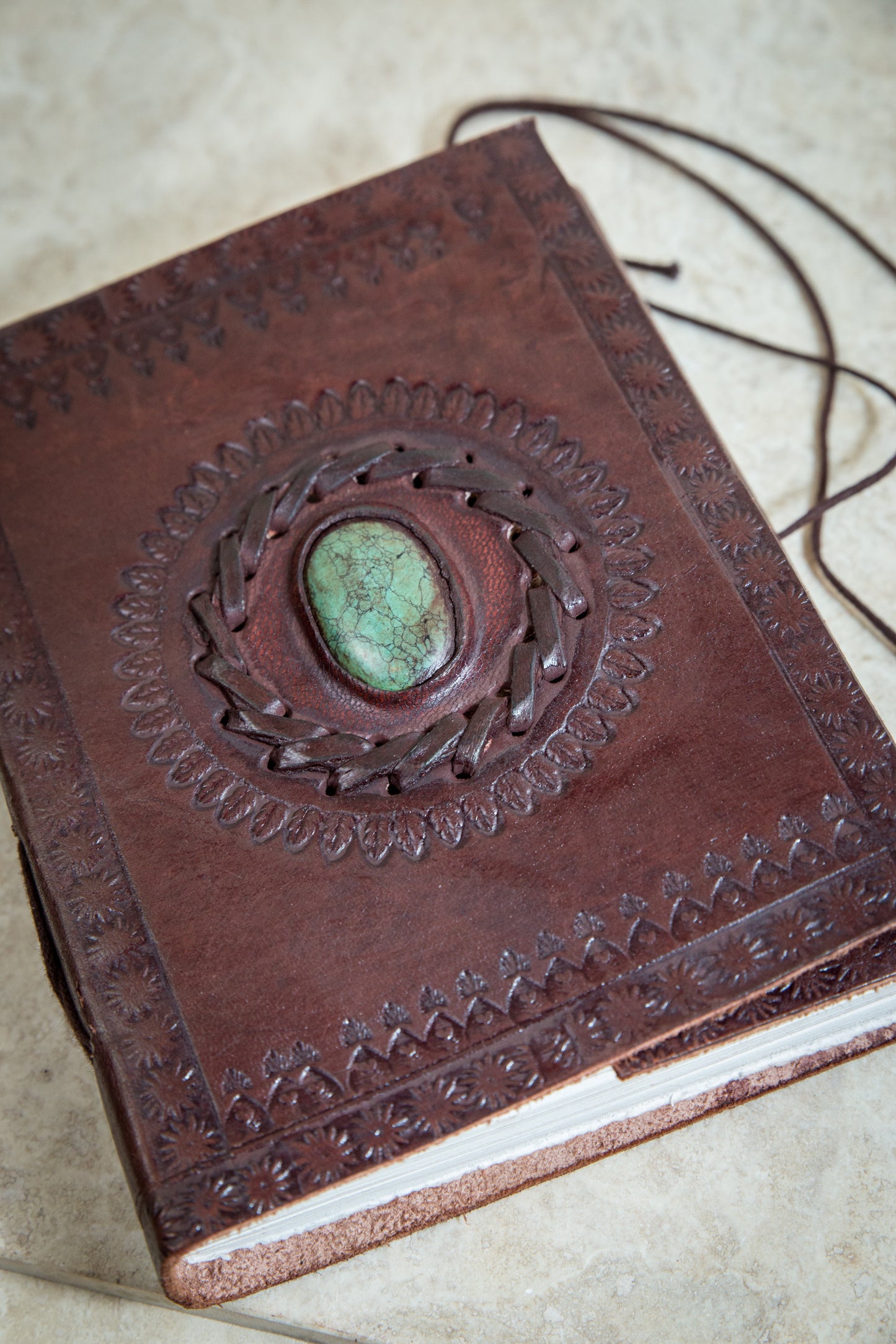 Turquoise Stone Leather Journal
