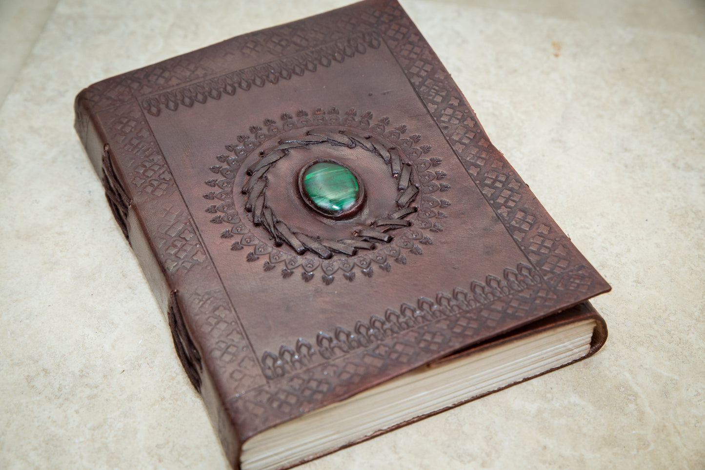 Rustic Voyageur Malachite Leather Journal