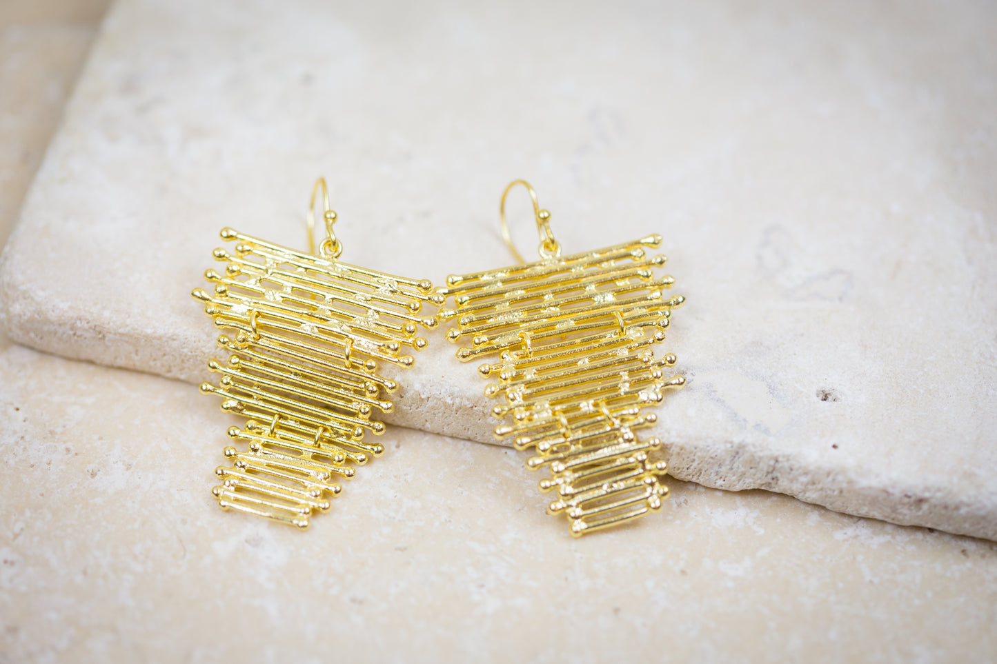 The Skipping Stone - Golden Waterfall Earrings