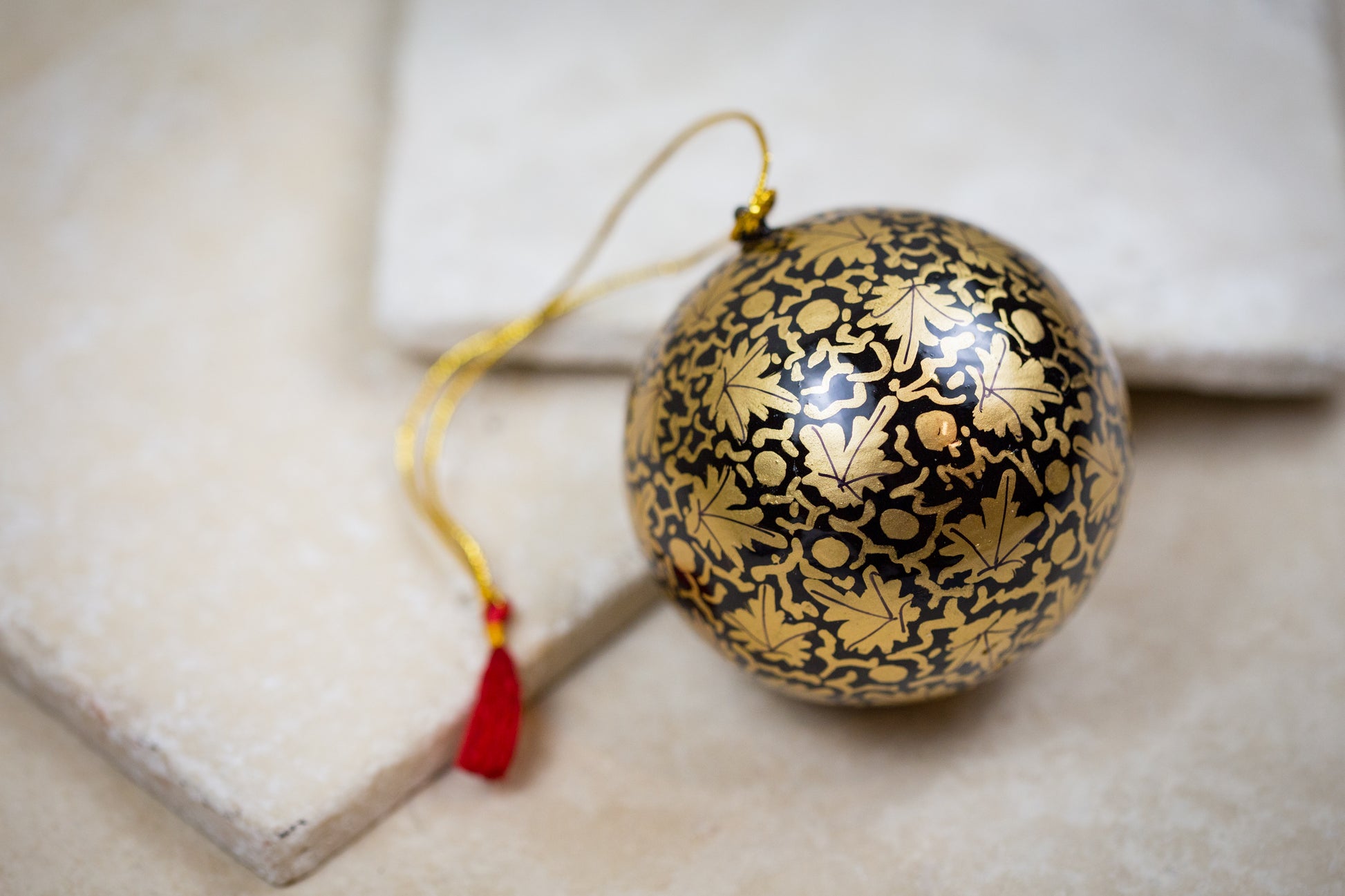 Painted Decorative Ornament Black Gold