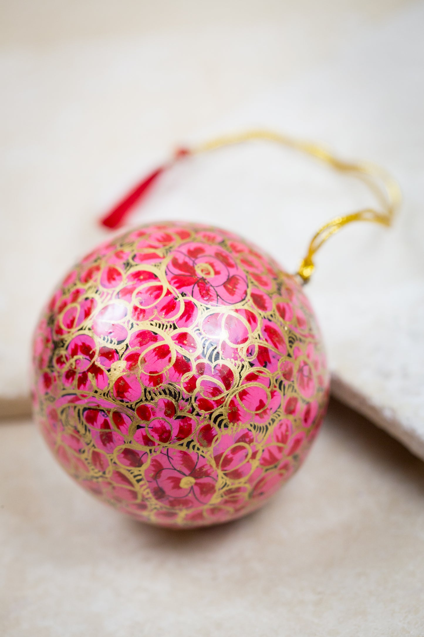 Handmade and hand painted decorative ornament pink