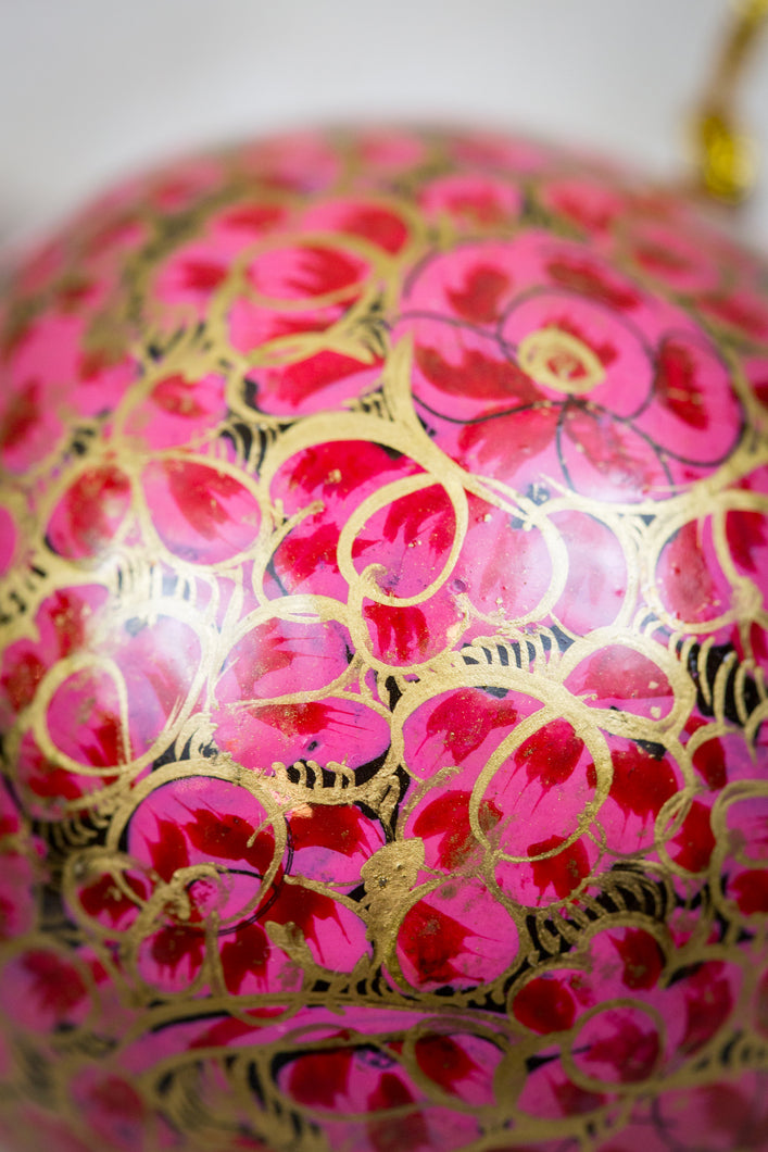 Handmade and hand painted decorative ornament pink