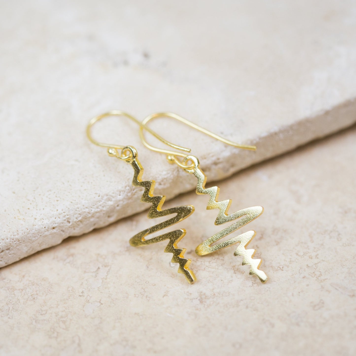 Gold Heartbeat Line Earrings