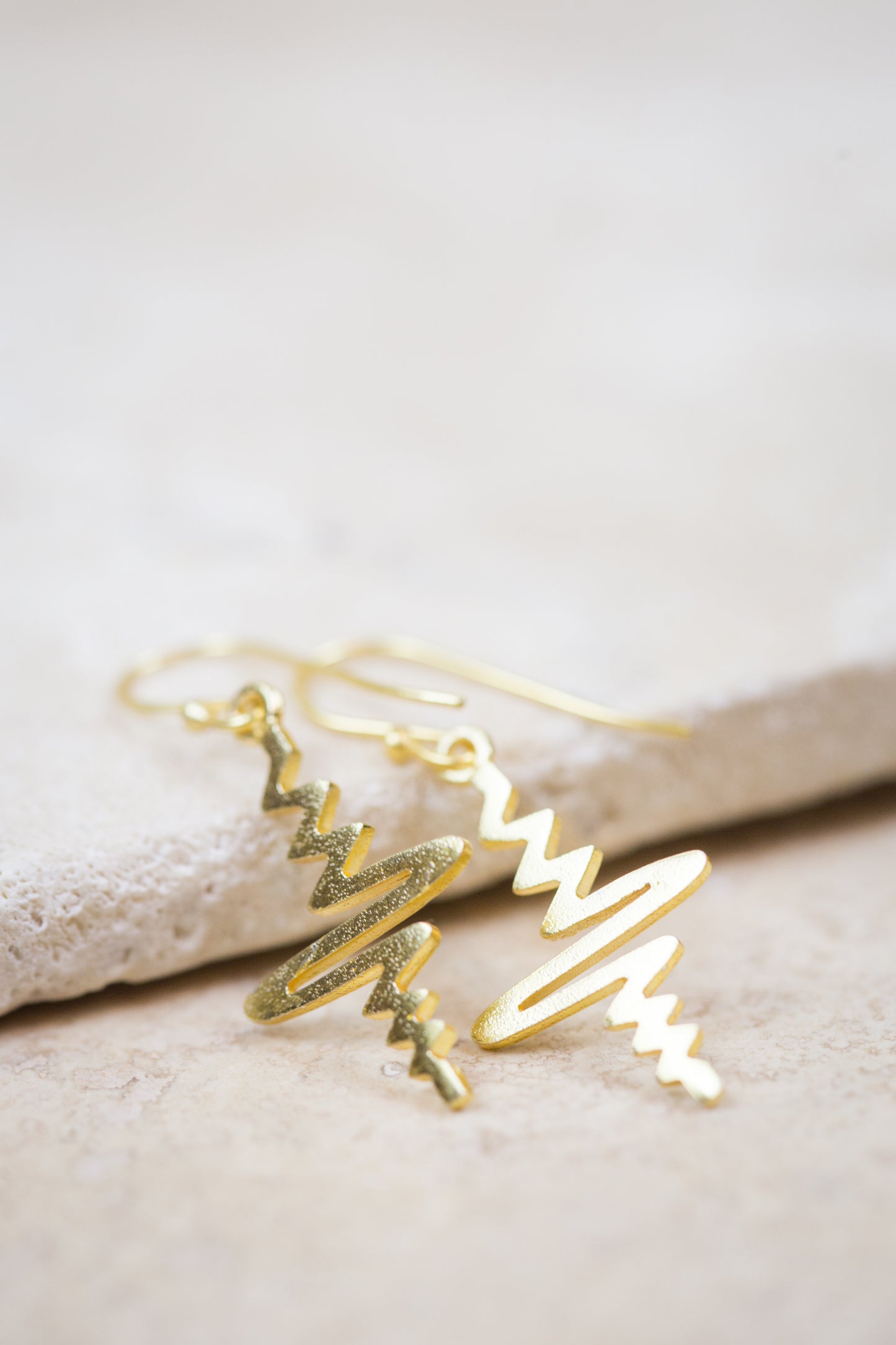 Gold Heartbeat Line Earrings