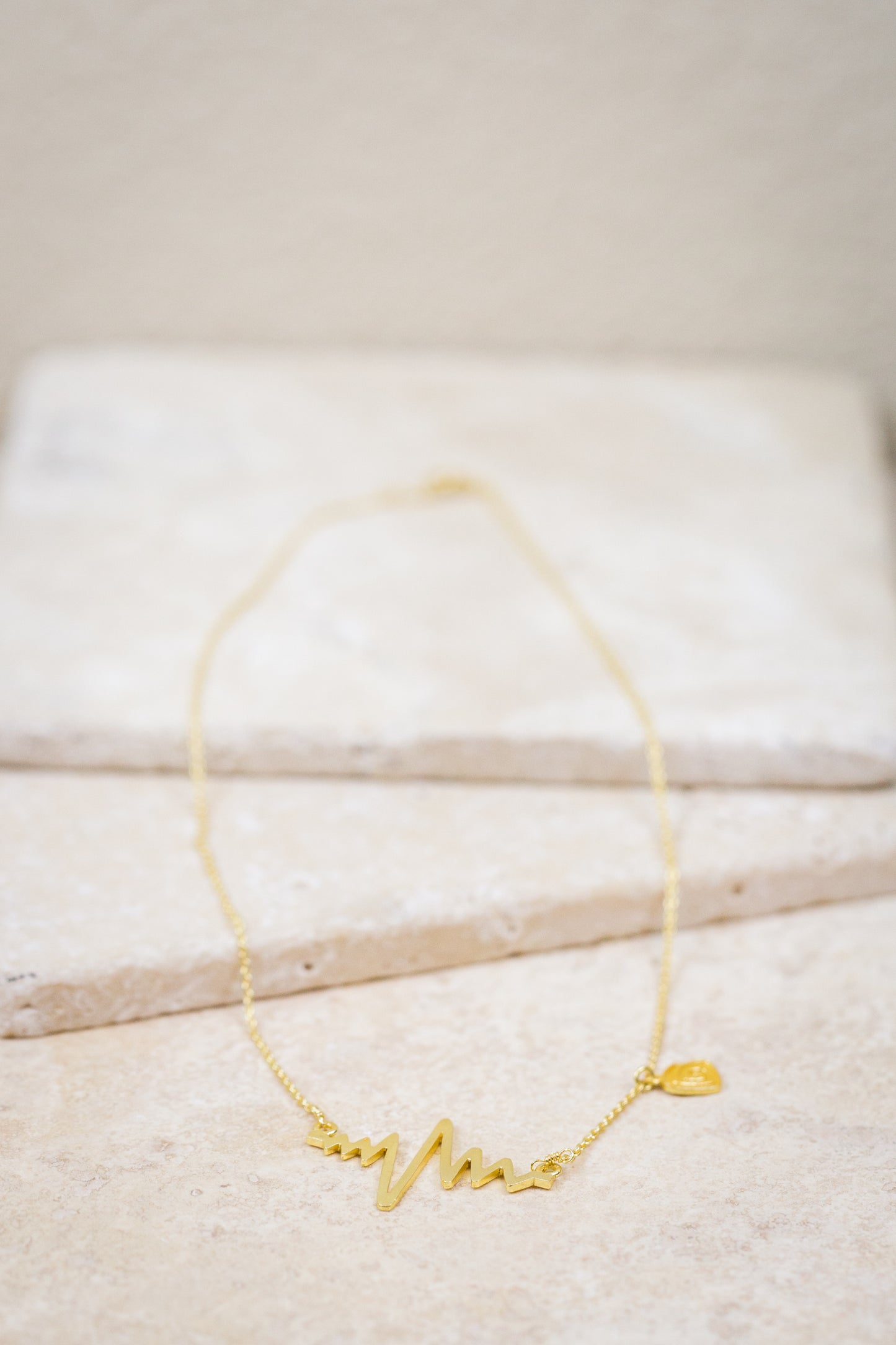 Gold Heartbeat Line Necklace