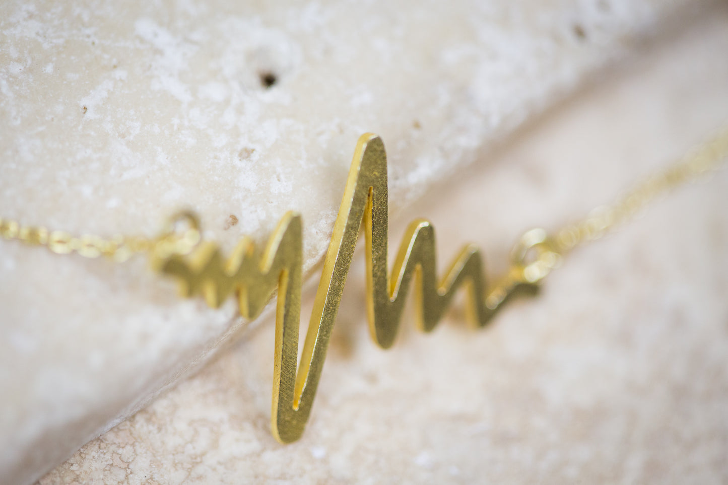 Gold Heartbeat Line Necklace
