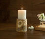 Hand Painted Wooden Floral Candle Stand Set