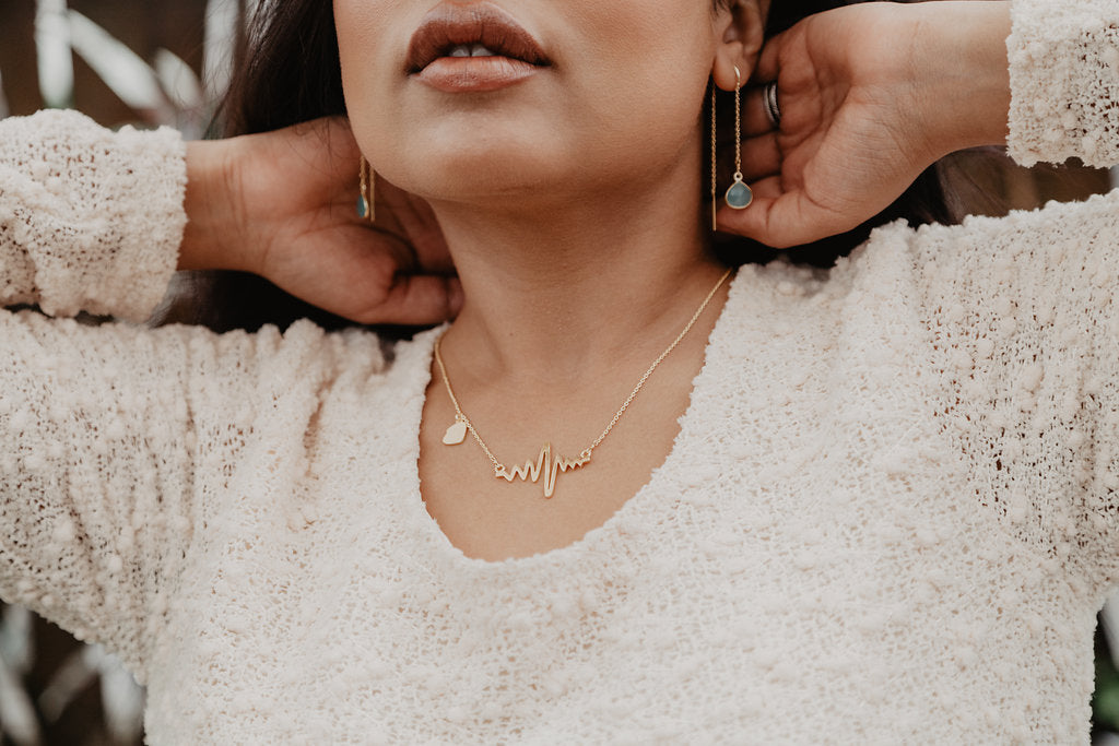 Gold Heartbeat Line Necklace